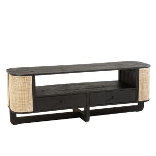 Szafka RTV Molly Exotic Wood/Rattan Black