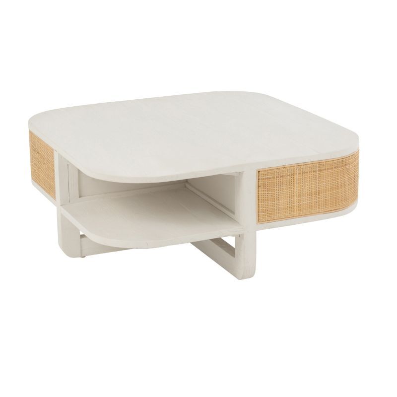 Stolik kawowy Molly Exotic Wood/Rattan White