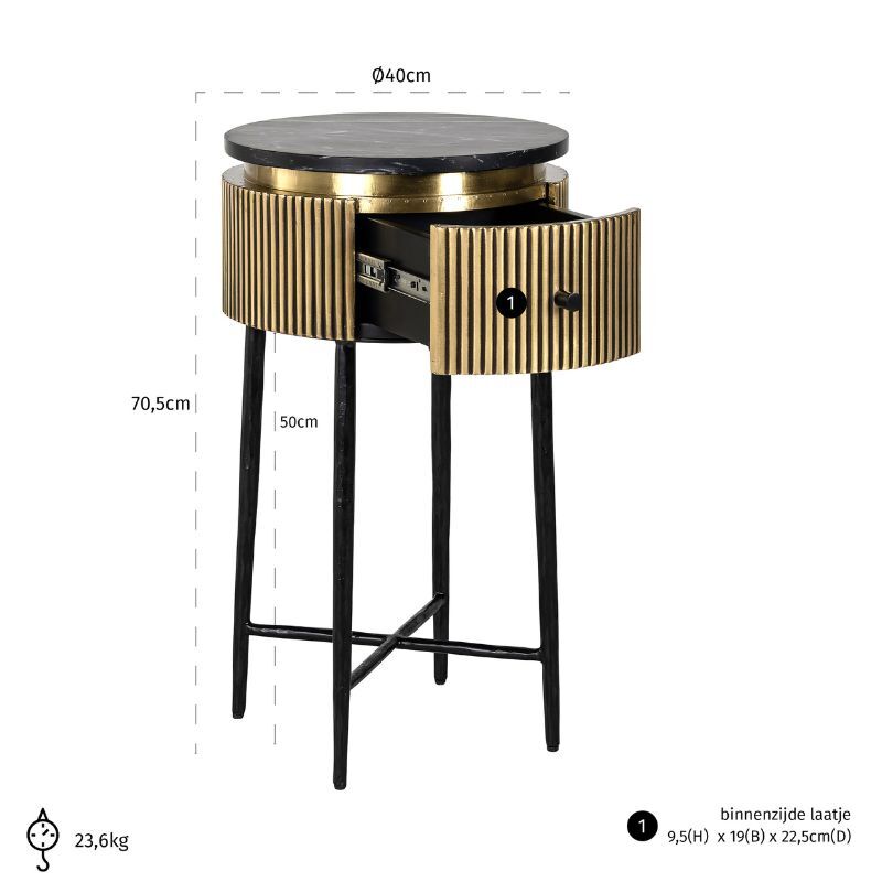 Stolik kawowy/ boczny z szufladą Ironville