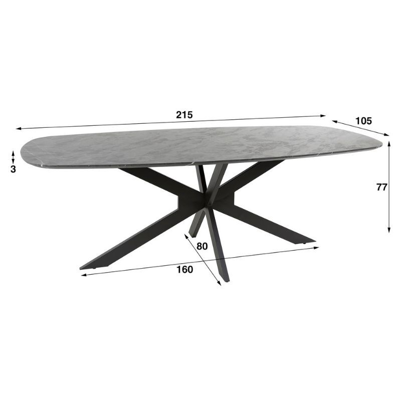 Stół do jadalni Deens owalny 215 cm