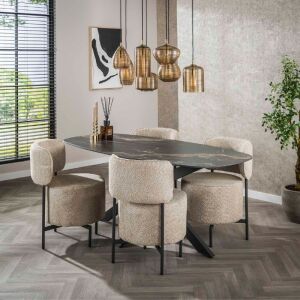 Stół Deens 180 cm owalny ceramika skamieniała czerń