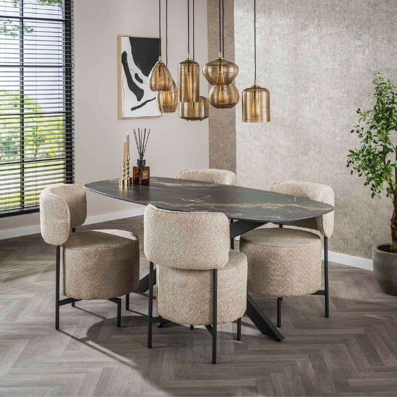 Stół Deens 180 cm owalny ceramika skamieniała czerń