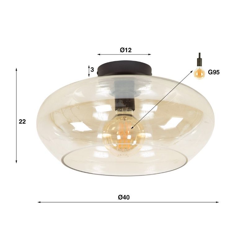 Plafon Elevate bursztynowe szkło Ø40 cm