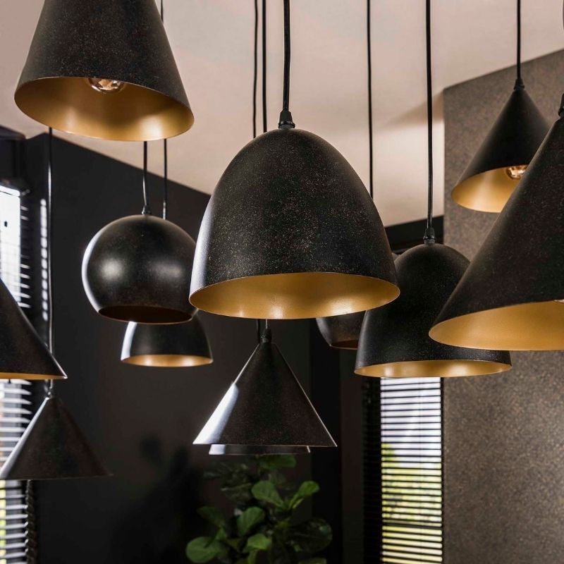 Lampa wisząca XXL czarne metalowe klosze