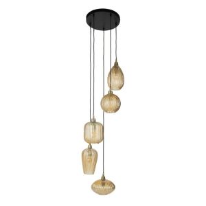 Lampa wisząca 5L Venice bursztynowe szkło