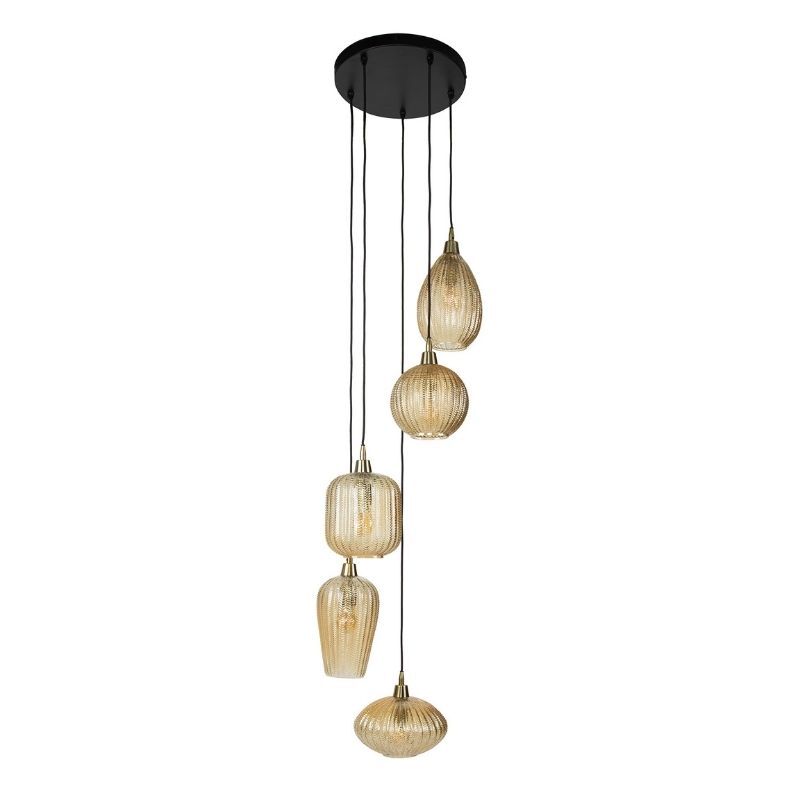 Lampa wisząca 5L Venice bursztynowe szkło