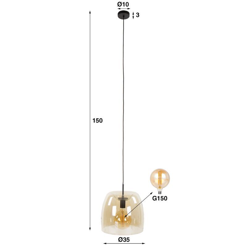 Lampa wisząca Dirft Ø35 cm bursztynowe szkło