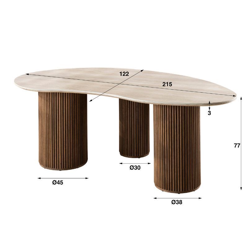 Stół Romano nerkowa forma 215 cm/ 3D ceramiczny trawertyn