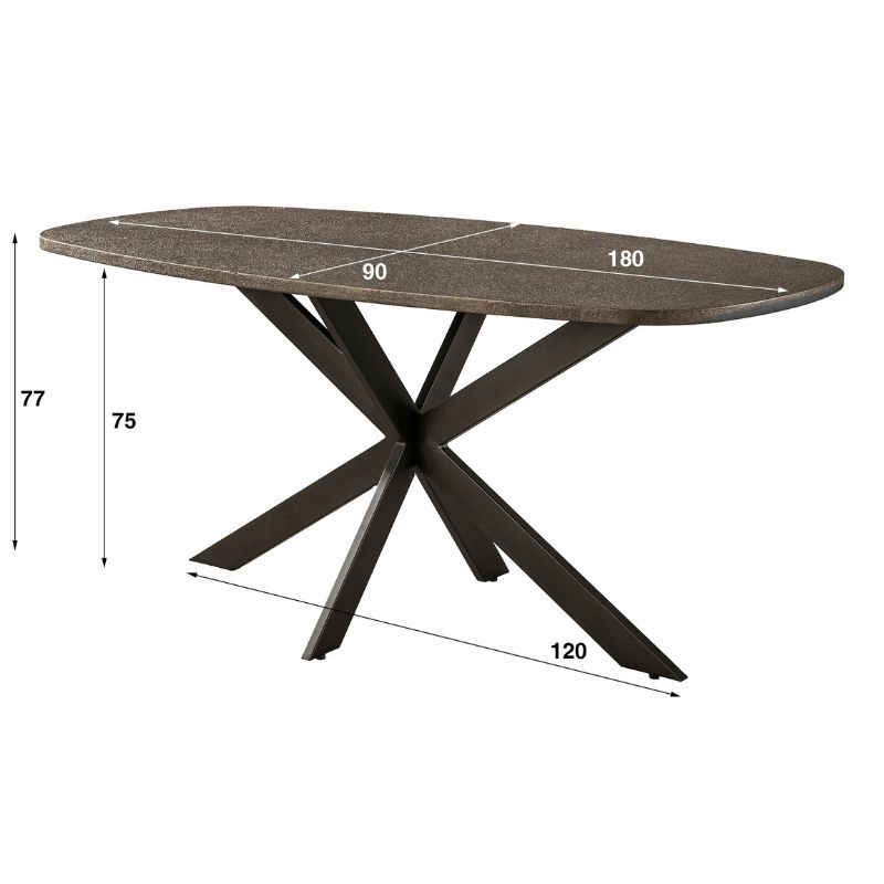 Owalny stół Bronvik Duński 180 cm brązowy płynny metal