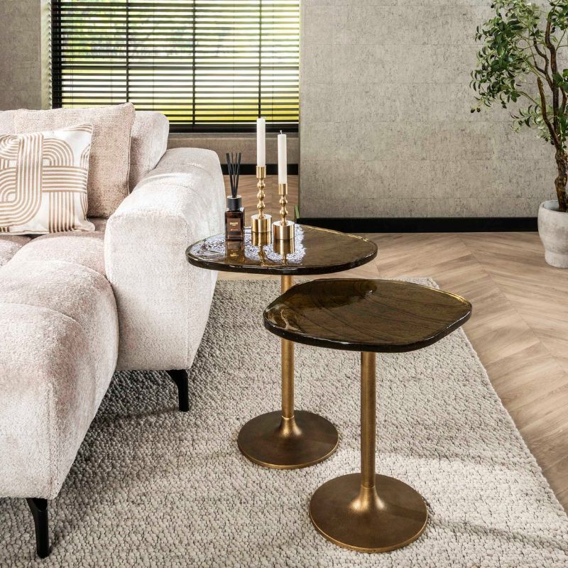 Niski stolik kawowy Eclipse 50cm antyczne złoto