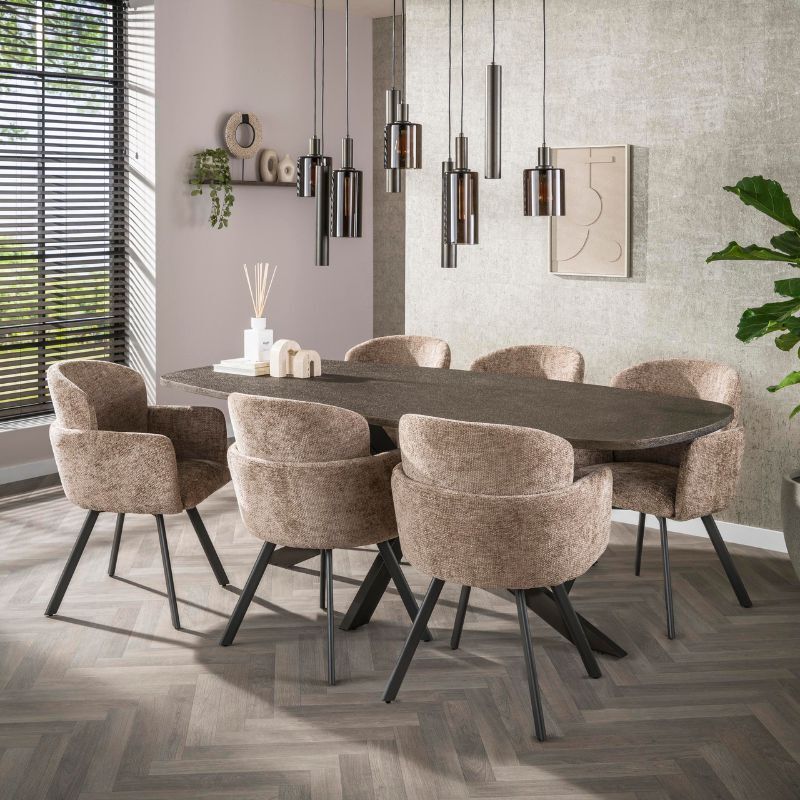 Owalny stół Bronvik Duński 215 cm brązowy płynny metal