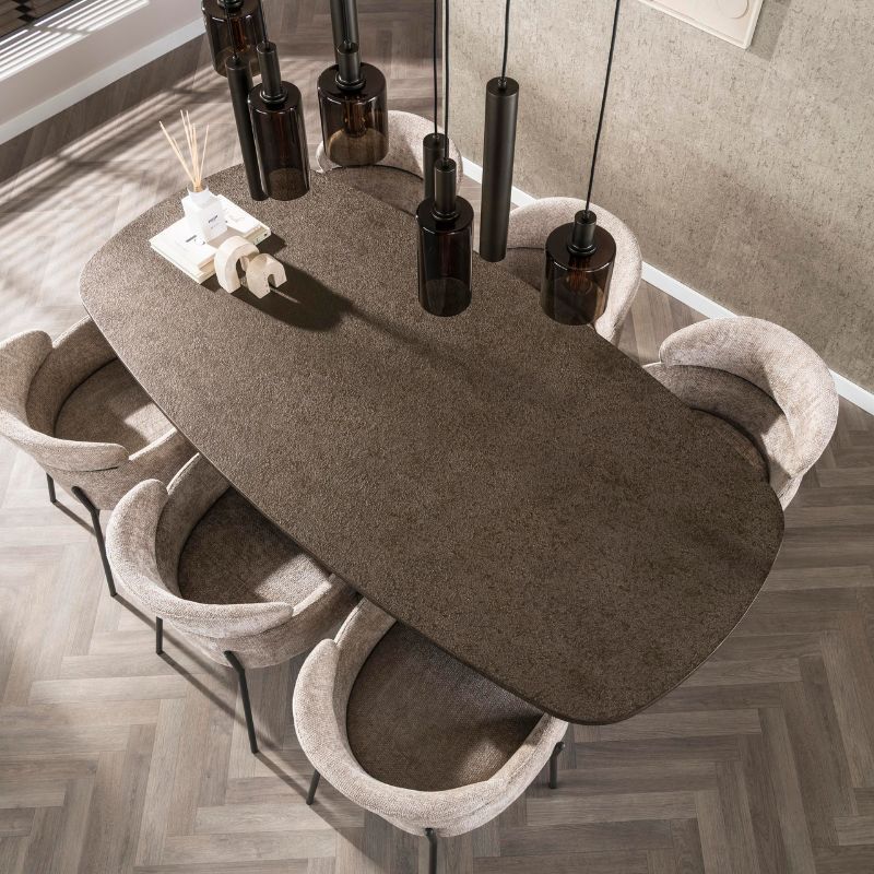 Owalny stół Bronvik Duński 215 cm brązowy płynny metal