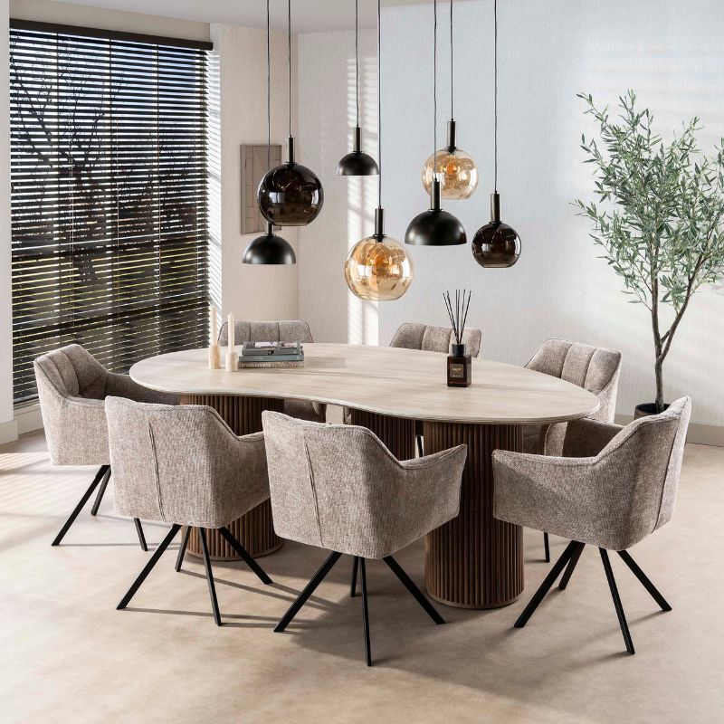 Stół Romano nerkowa forma 215 cm/ 3D ceramiczny trawertyn