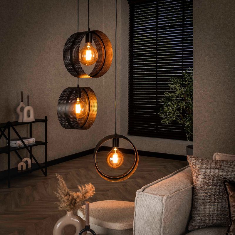 Lampa wisząca Ring mesh stopniowane klosze 3L