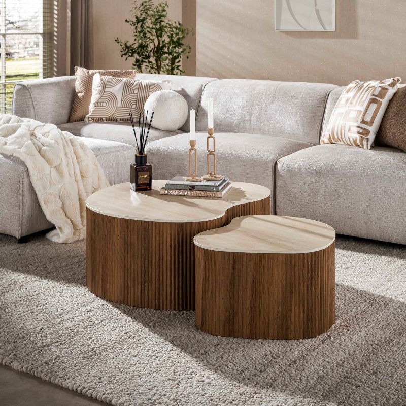 Stoliki kawowe Ceramo Trawertyn 90 i 60 cm