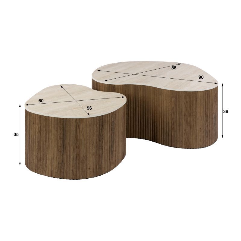 Stoliki kawowe Ceramo Trawertyn 90 i 60 cm