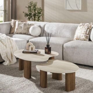 Stoliki kawowe Ceramo Travertyn 102 i 77 cm