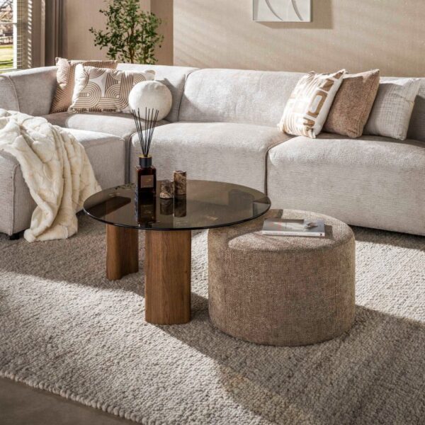 Stolik kawowy Tinto 80 cm z pufem 60 cm