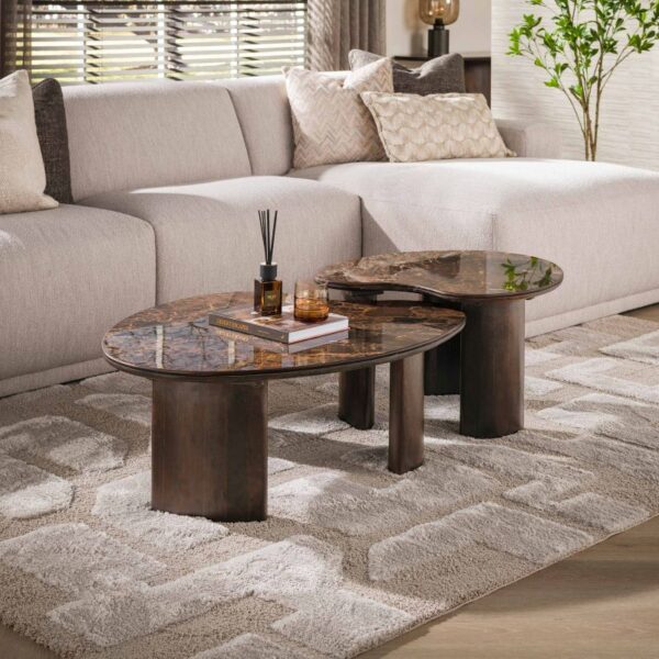 Zestaw 2 stolików kawowych Emperio z blatem ceramicznym Emperador