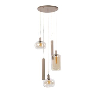 Wielopoziomowa lampa wisząca Serene beżowa 5L na okrągłej podsufitce