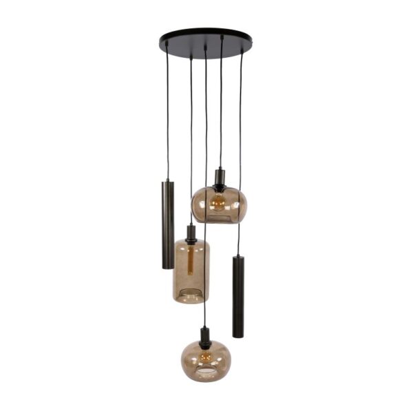 Wielopoziomowa lampa wisząca Serene brązowa 5L na okrągłej podsufitce